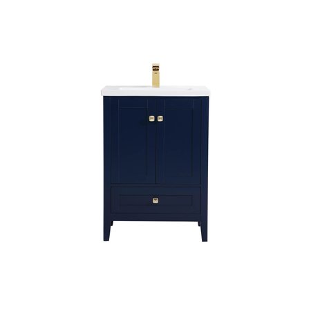 ELEGANT DECOR 24 Inch Bathroom Vanity In Blue VF-2001BL